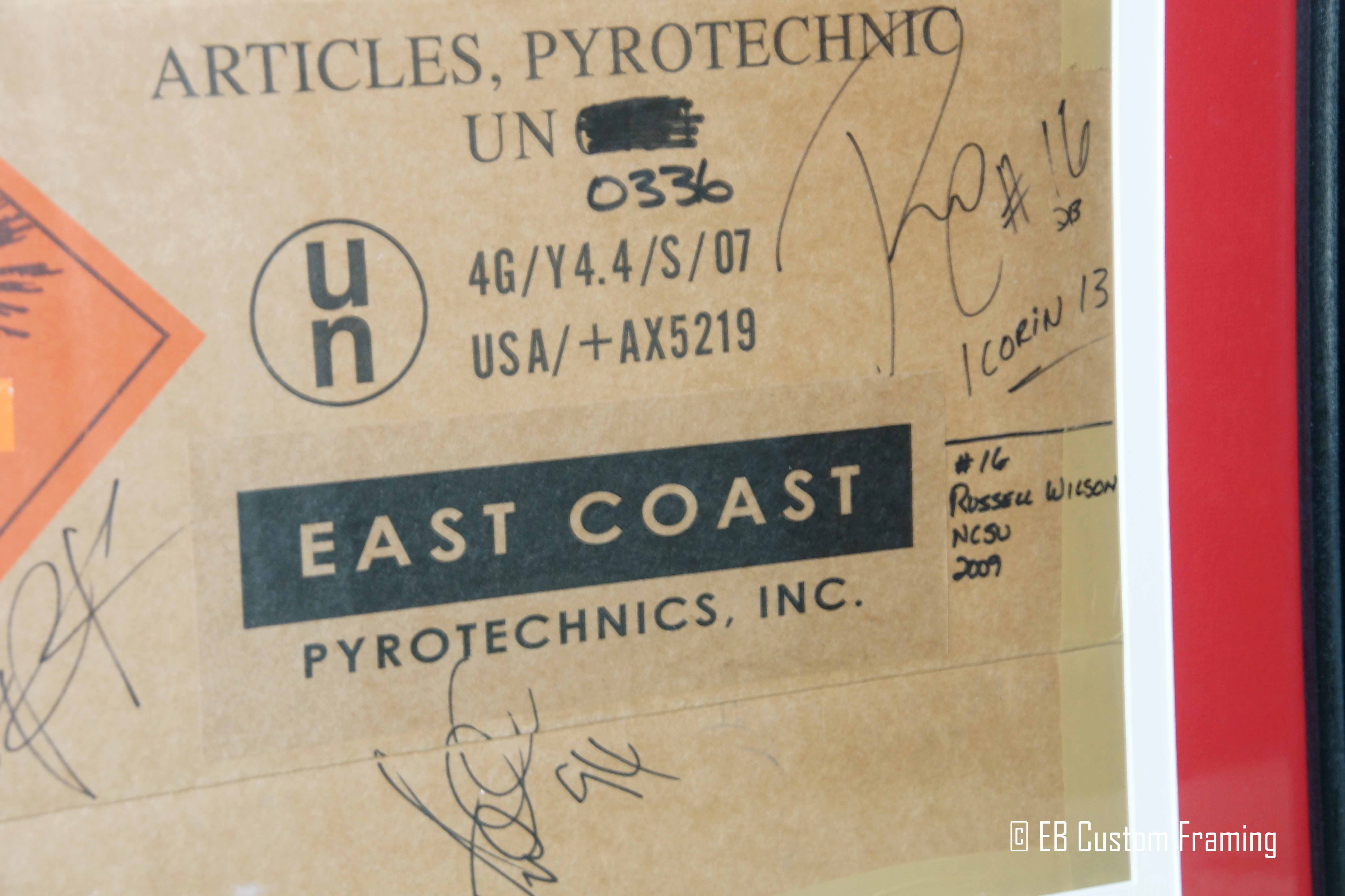 closeup of autograph box